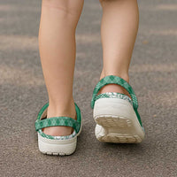 Hawaii Aloha Plumeria Lei Green Palaka Clogs Shoes - Polynesian Pride