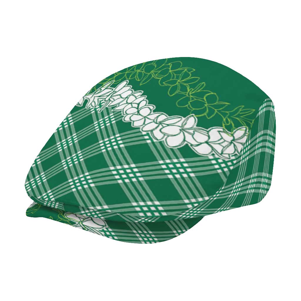 Hawaii Aloha Plumeria Lei Green Palaka Jeff Hat - Polynesian Pride