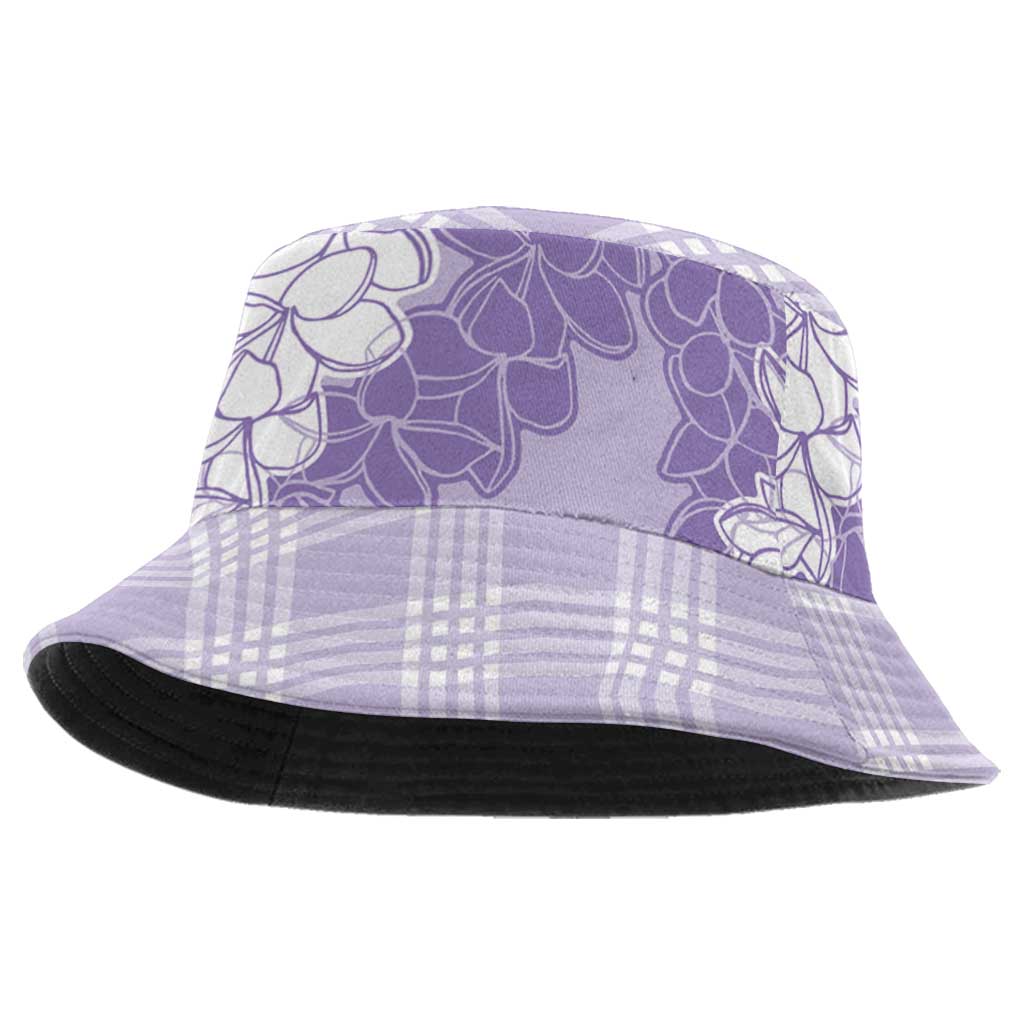 Hawaii Aloha Plumeria Lei Lavender Palaka Bucket Hat - Polynesian Pride