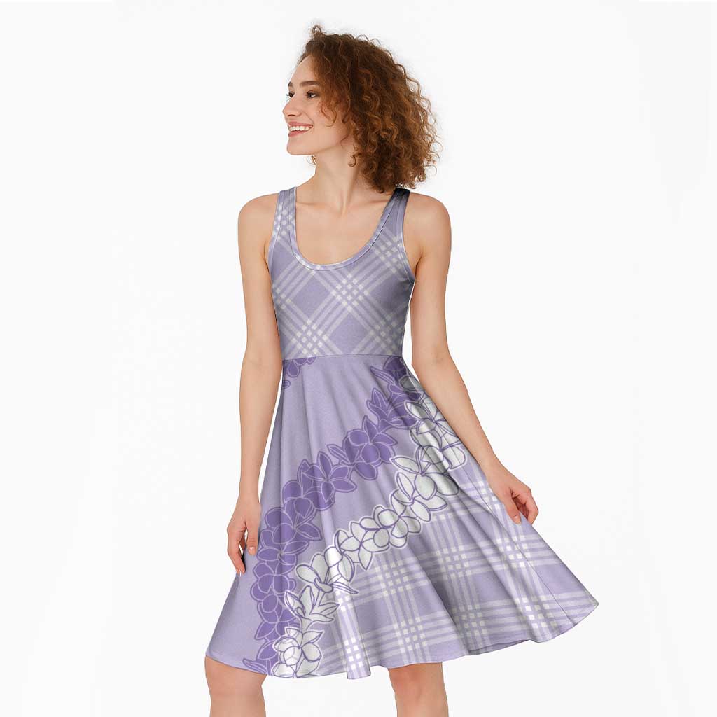 Hawaii Aloha Plumeria Lei Lavender Palaka Midi Dress - Polynesian Pride