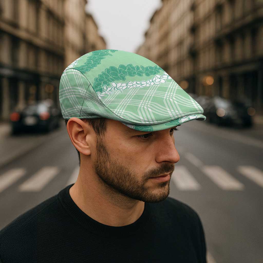 Hawaii Aloha Plumeria Lei Mint Palaka Jeff Hat - Polynesian Pride