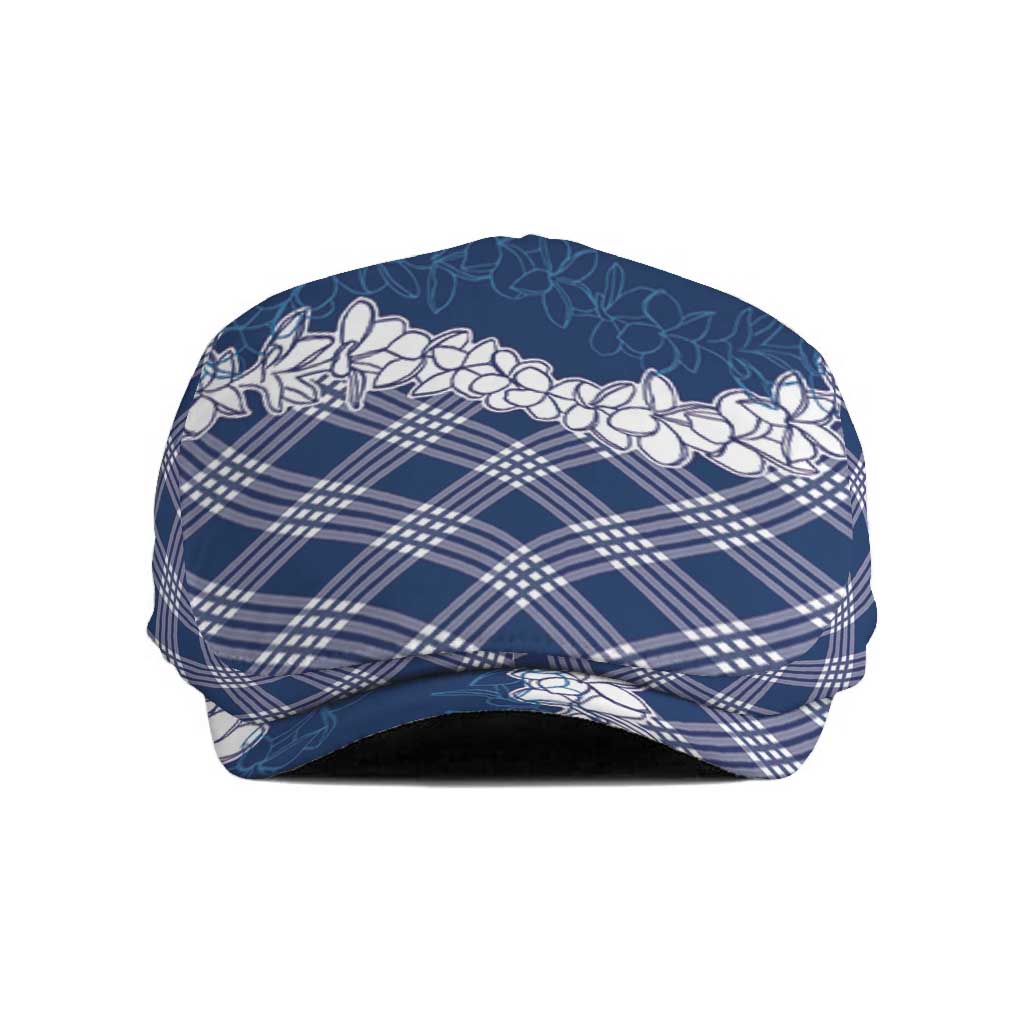 Hawaii Aloha Plumeria Lei Navy Palaka Jeff Hat - Polynesian Pride