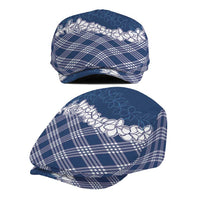 Hawaii Aloha Plumeria Lei Navy Palaka Jeff Hat - Polynesian Pride