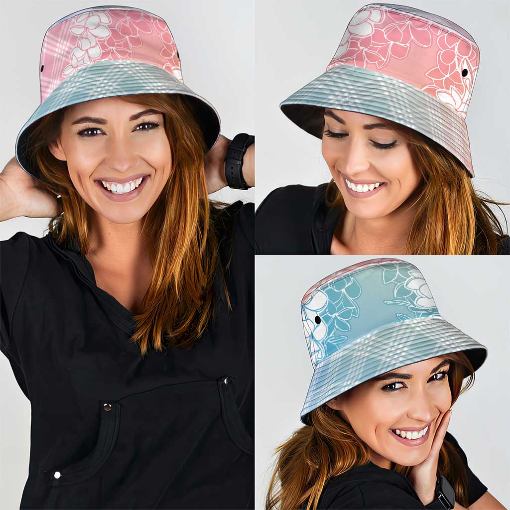 Hawaii Aloha Plumeria Lei Pastel Candy Palaka Bucket Hat - Polynesian Pride
