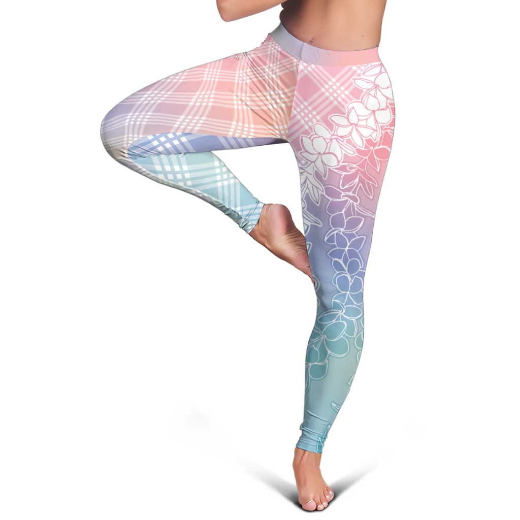 Hawaii Aloha Plumeria Lei Pastel Candy Palaka Leggings - Polynesian Pride