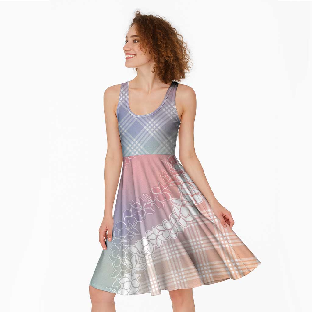 Hawaii Aloha Plumeria Lei Pastel Candy Palaka Midi Dress - Polynesian Pride