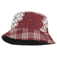 Hawaii Aloha Plumeria Lei Scarlet Palaka Bucket Hat - Polynesian Pride