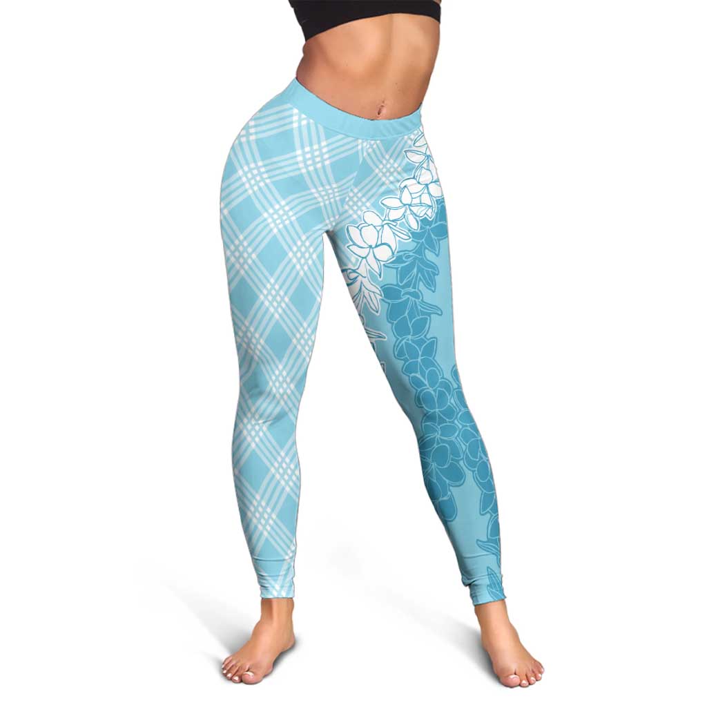 Hawaii Aloha Plumeria Lei Turquoise Palaka Leggings - Polynesian Pride