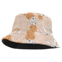 Hawaii Anthurium Tiare Pikake Lei Bucket Hat Alani Lauhala Art Pattern LT01 One Size Orange - Polynesian Pride