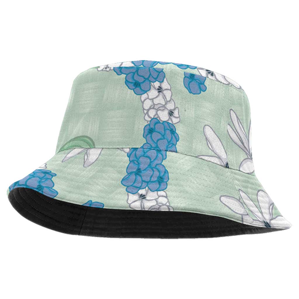 Hawaii Anthurium Tiare Pikake Lei Bucket Hat Omaomao Lauhala Art Pattern