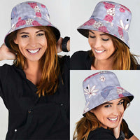 Hawaii Anthurium Tiare Pikake Lei Bucket Hat Poni Lauhala Art Pattern