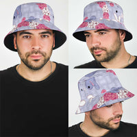 Hawaii Anthurium Tiare Pikake Lei Bucket Hat Poni Lauhala Art Pattern