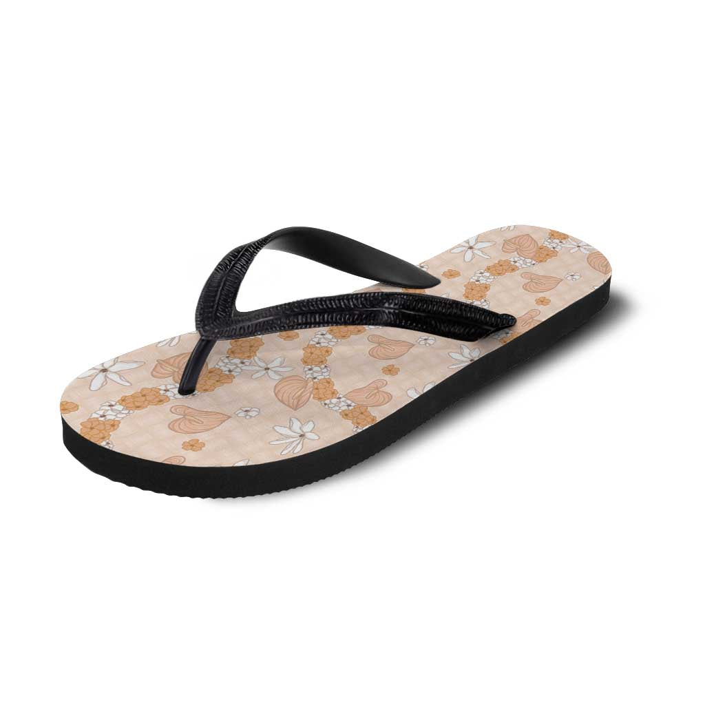 Hawaii Anthurium Tiare Pikake Lei Flip Flops Alani Lauhala Art Pattern