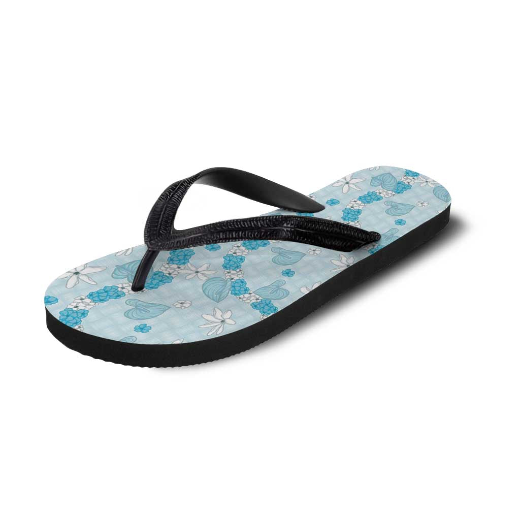 Hawaii Anthurium Tiare Pikake Lei Flip Flops UliUli Lauhala Art Pattern