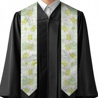 Hawaii Anthurium Tiare Pikake Lei Graduation Stole Sage Green Lauhala Art Pattern LT01 - Polynesian Pride