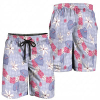 Hawaii Anthurium Tiare Pikake Lei Shorts for Men Poni Lauhala Art Pattern