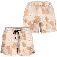 Hawaii Anthurium Tiare Pikake Lei Shorts for Women Alani Lauhala Art Pattern