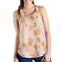Hawaii Anthurium Tiare Pikake Lei Women Racerback Tank Alani Lauhala Art Pattern LT01 - Polynesian Pride