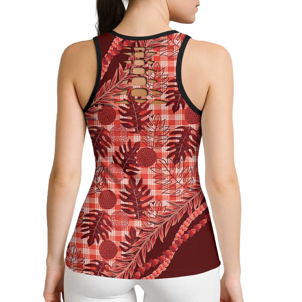 Hawaii Breadfruit Palaka Hollow Tank Top Ulaula Maile Lei - Polynesian Pride