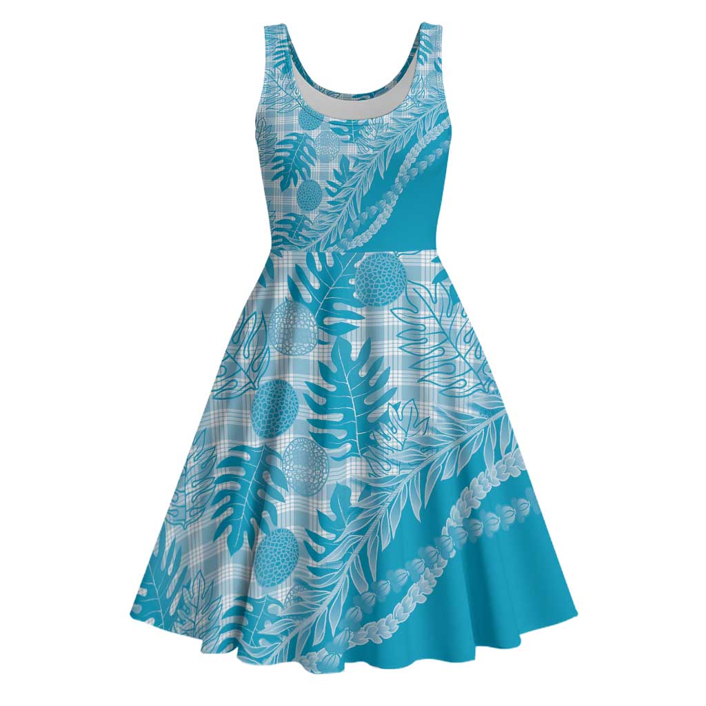 Hawaii Breadfruit Palaka Midi Dress Polu Maile Lei - Polynesian Pride