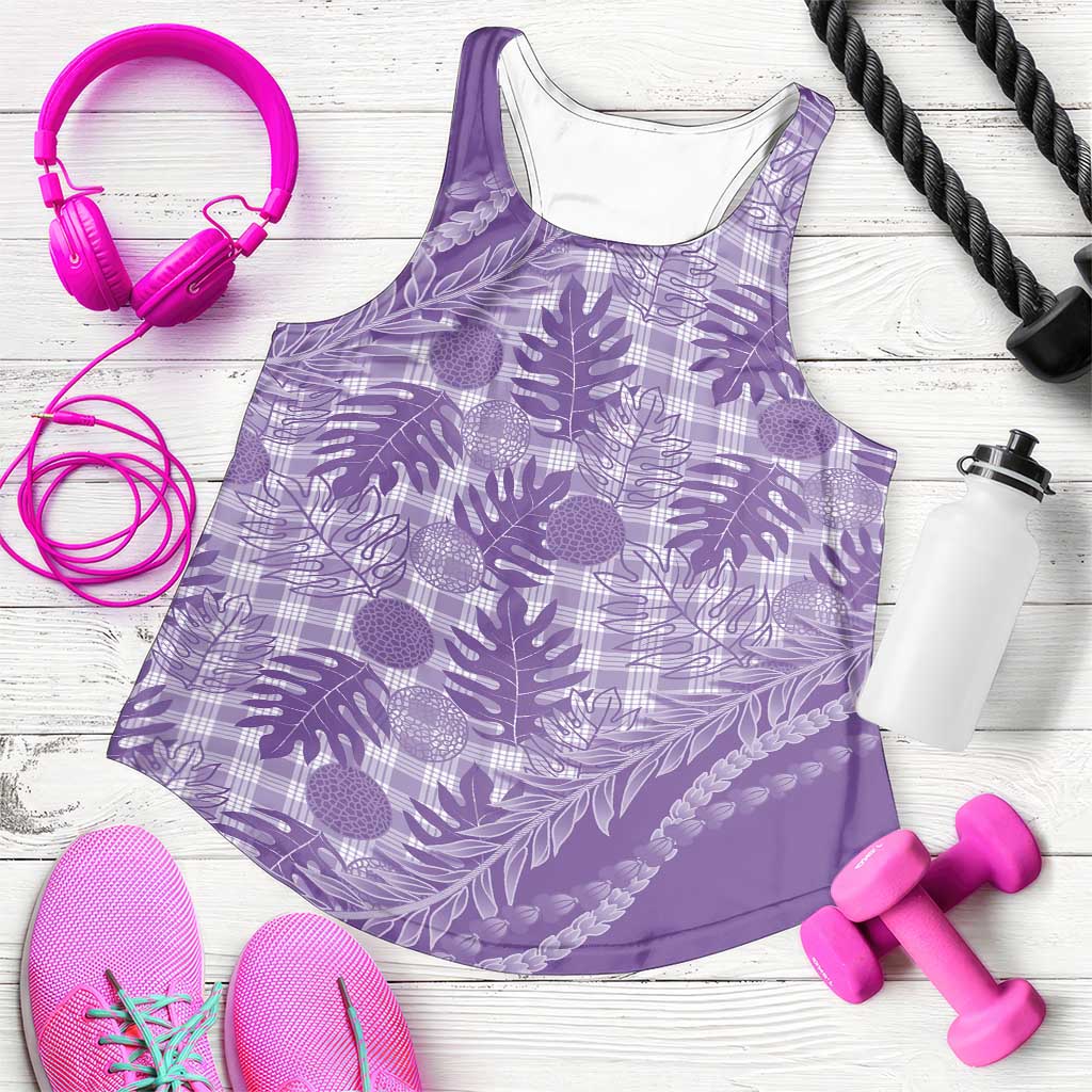 Hawaii Breadfruit Palaka Women Racerback Tank Poni Maile Lei - Polynesian Pride