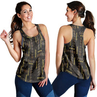 Hawaii Brown Plumeria Lei Black Women Racerback Tank Frangipani Floral Heritage Art LT01 - Polynesian Pride