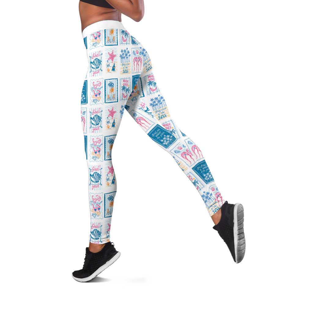 Hawaii Coastal Summer Postcard Leggings