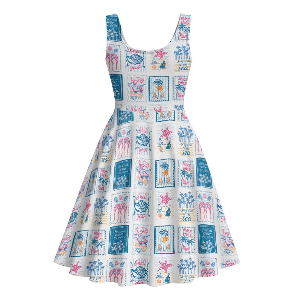 Hawaii Coastal Summer Postcard Midi Dress