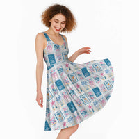 Hawaii Coastal Summer Postcard Midi Dress