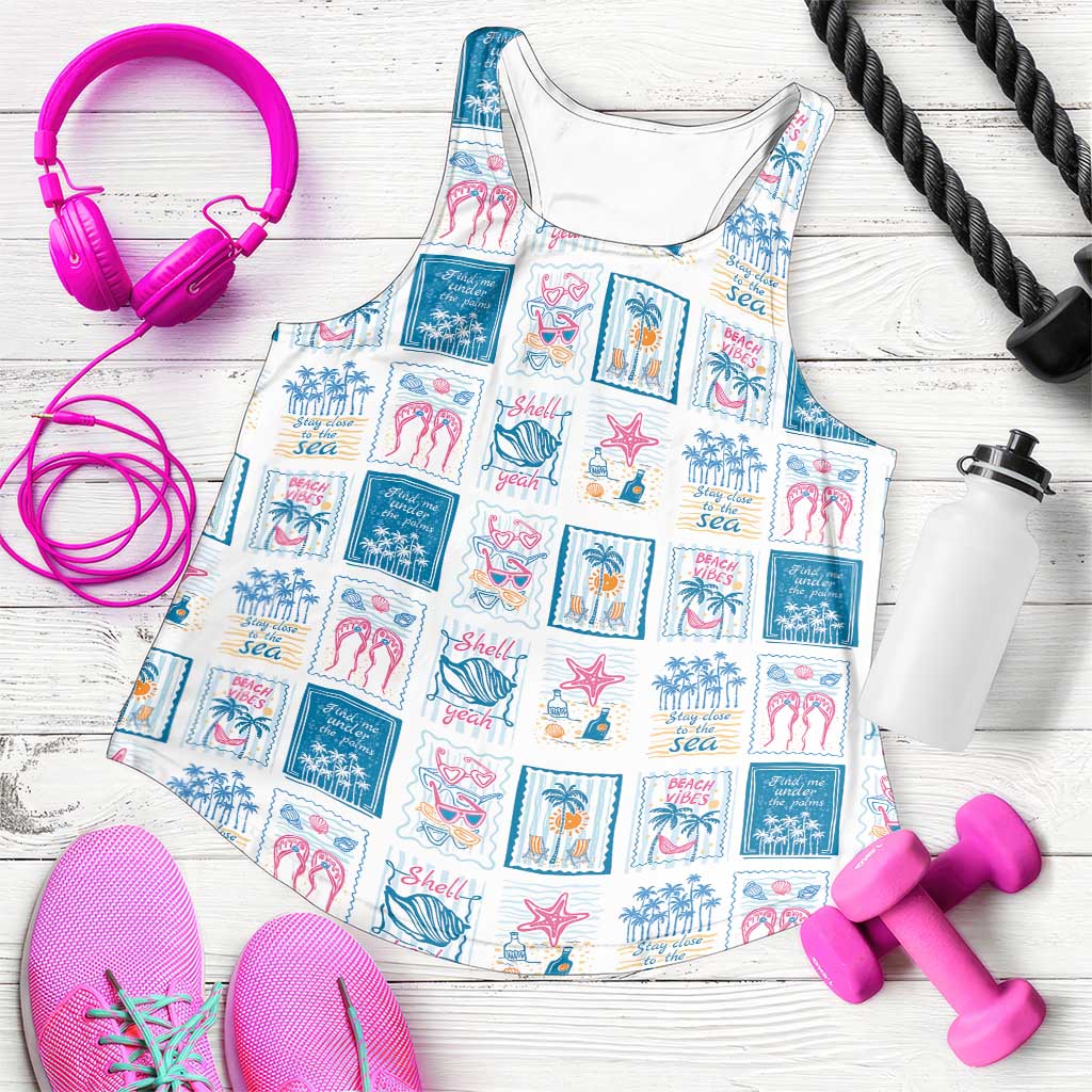 Hawaii Coastal Summer Postcard Women Racerback Tank