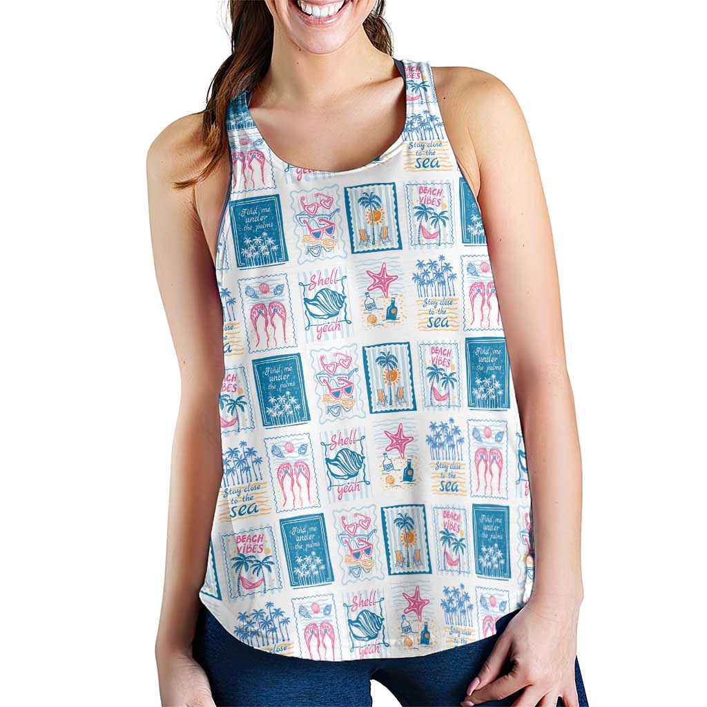 Hawaii Coastal Summer Postcard Women Racerback Tank
