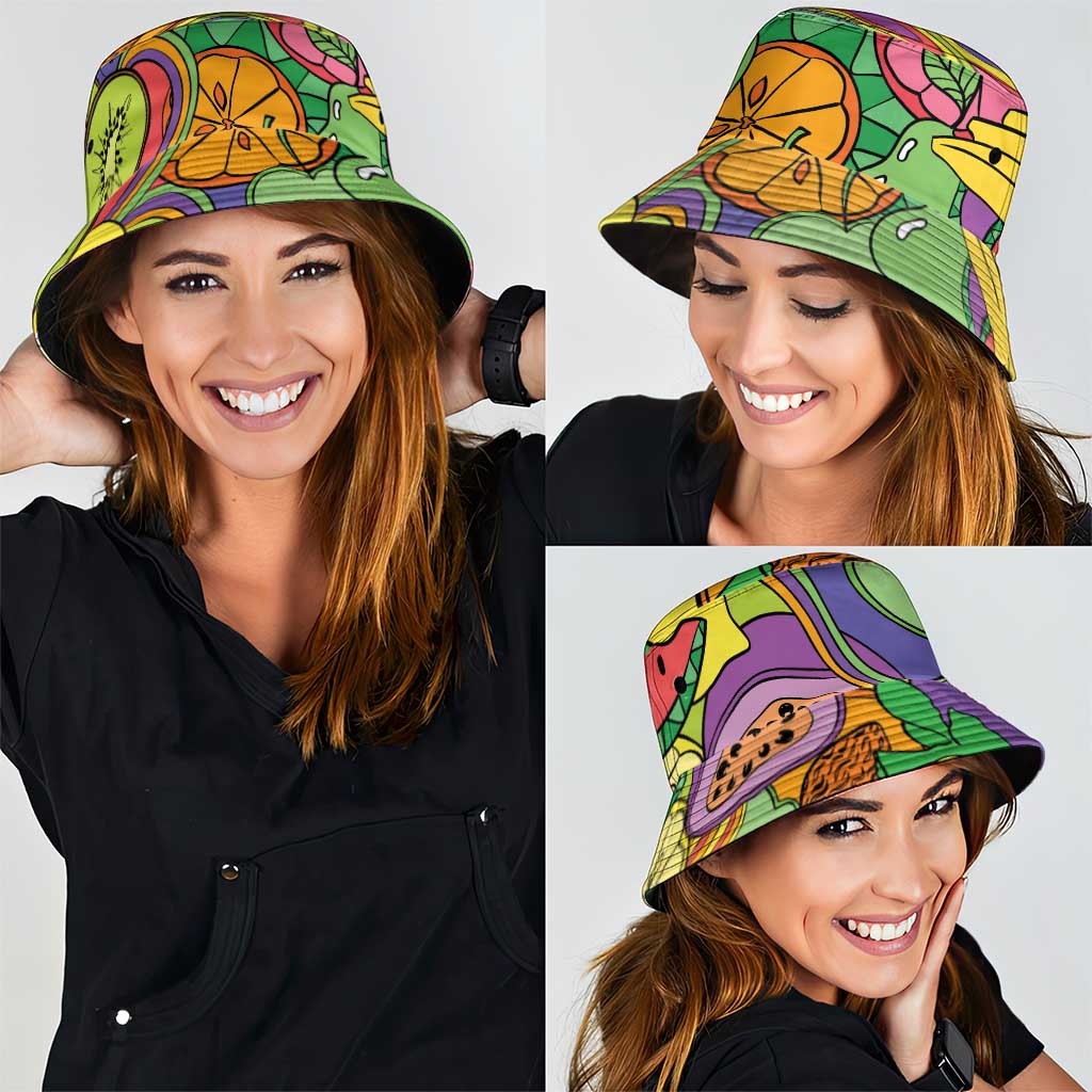 Hawaii Fruits Hippie Style Bucket Hat Vibrant Colorful LT01 - Polynesian Pride