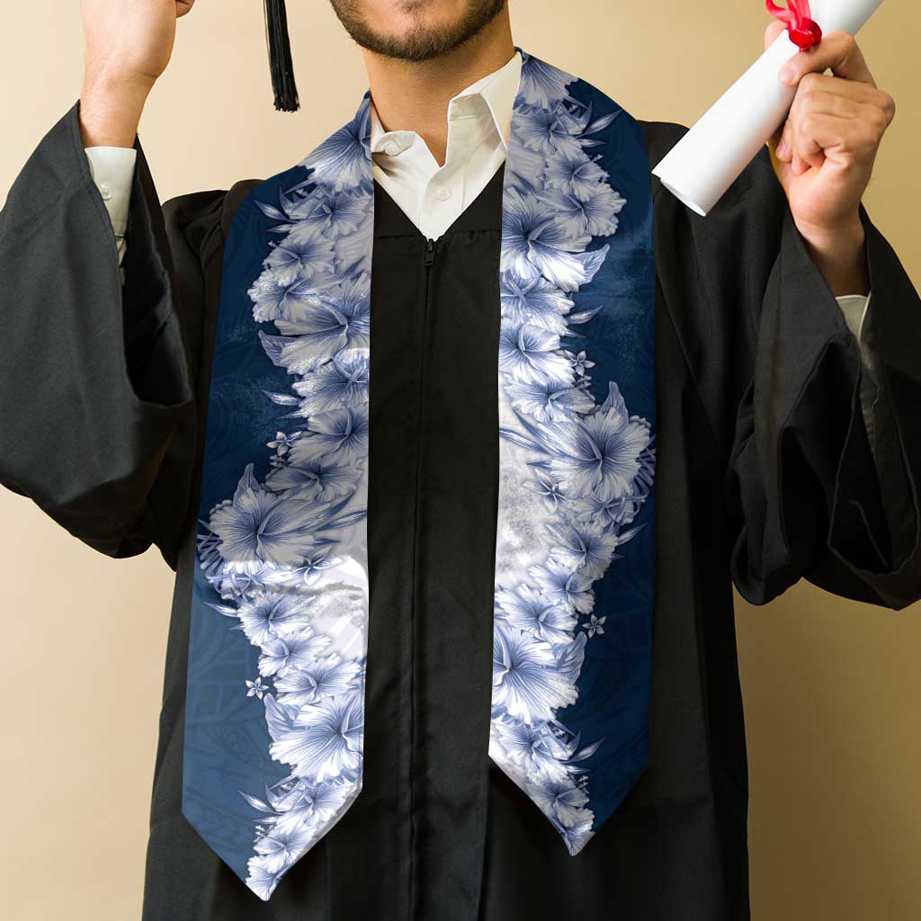 Hawaii Hibiscus Flowers Graduation Stole Blue Polynesian Pattern LT05 - Polynesian Pride