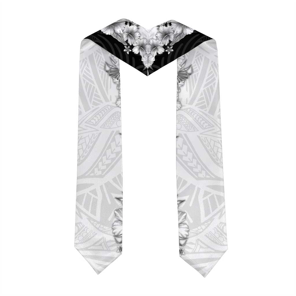 Hawaii Hibiscus Flowers Graduation Stole Grayscale Polynesian Pattern LT05 - Polynesian Pride