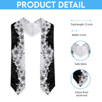 Hawaii Hibiscus Flowers Graduation Stole Grayscale Polynesian Pattern LT05 - Polynesian Pride