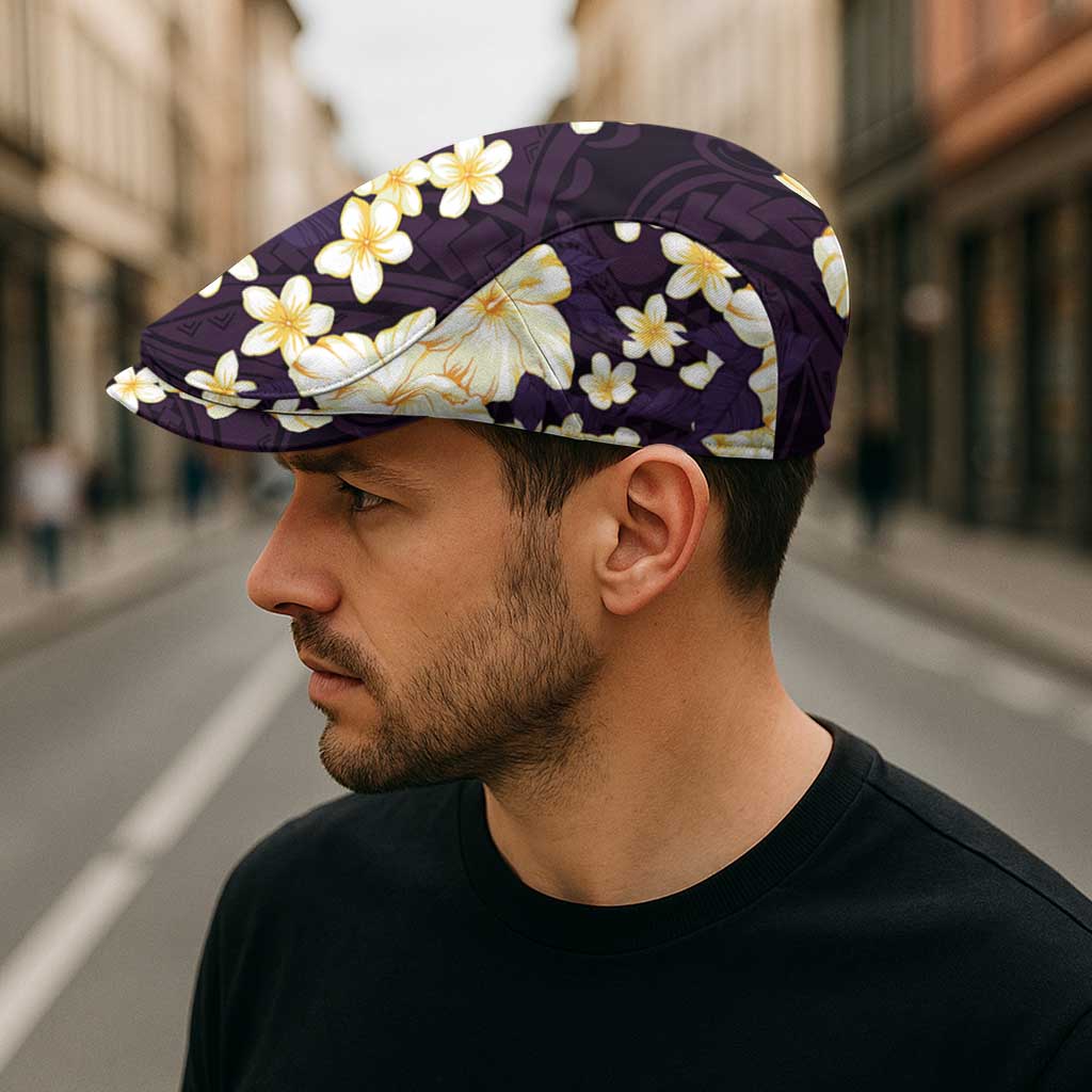 Hawaii Hibiscus Plumeria Purple Jeff Hat Polynesian Pattern LT01 - Polynesian Pride
