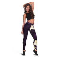 Hawaii Hibiscus Plumeria Purple Leggings Polynesian Pattern LT01 - Polynesian Pride