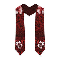 Hawaii Hibiscus With Oxblood Polynesian Pattern Graduation Stole LT05 - Polynesian Pride