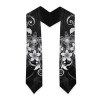 Hawaii Honu Graduation Stole Polynesian Curves Plumeria Grayscale LT05 - Polynesian Pride