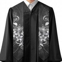Hawaii Honu Graduation Stole Polynesian Curves Plumeria Grayscale LT05 - Polynesian Pride