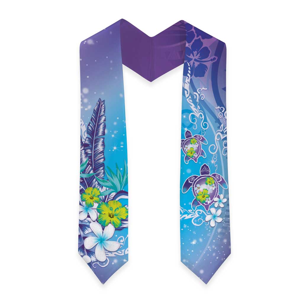 Hawaii Honu Graduation Stole Tropical Flowers Purple Gradient LT05 - Polynesian Pride