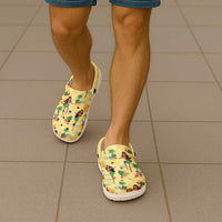 Hawaii Hula Girl Tropical Clogs Shoes Yellow Palaka