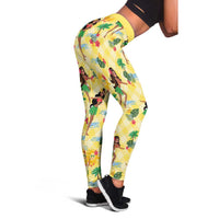 Hawaii Hula Girl Tropical Leggings Yellow Palaka