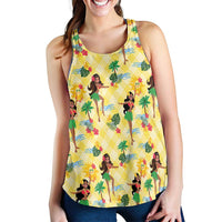 Hawaii Hula Girl Tropical Women Racerback Tank Yellow Palaka