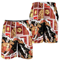 Hawaii Japanese Culture Black Shorts for Men Spring Cranes Aloha Pattern LT01 - Polynesian Pride