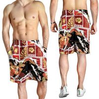 Hawaii Japanese Culture Black Shorts for Men Spring Cranes Aloha Pattern LT01 - Polynesian Pride
