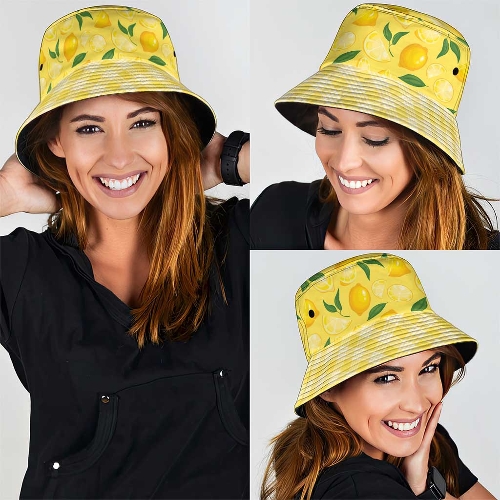 Hawaii Lemon Palaka Bucket Hat Striped Stylized LT01 - Polynesian Pride