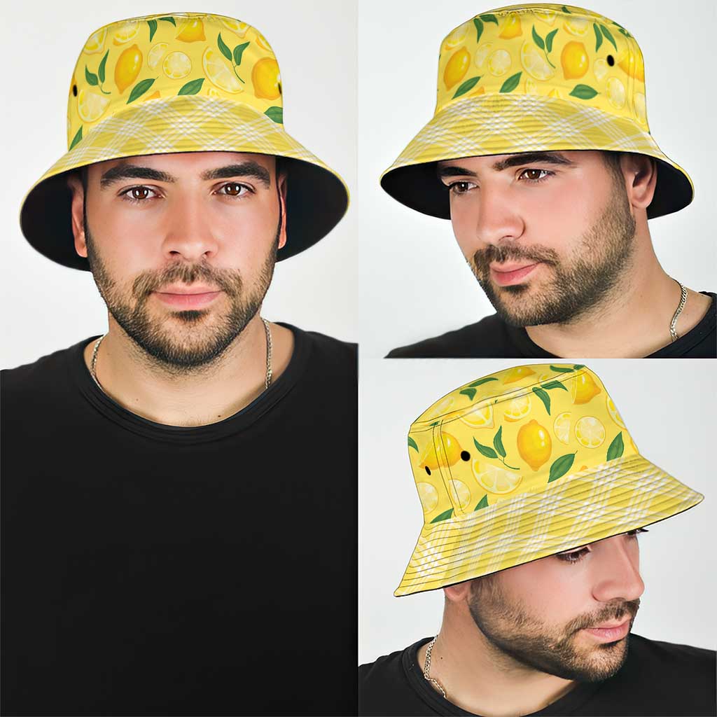 Hawaii Lemon Palaka Bucket Hat Striped Stylized LT01 - Polynesian Pride