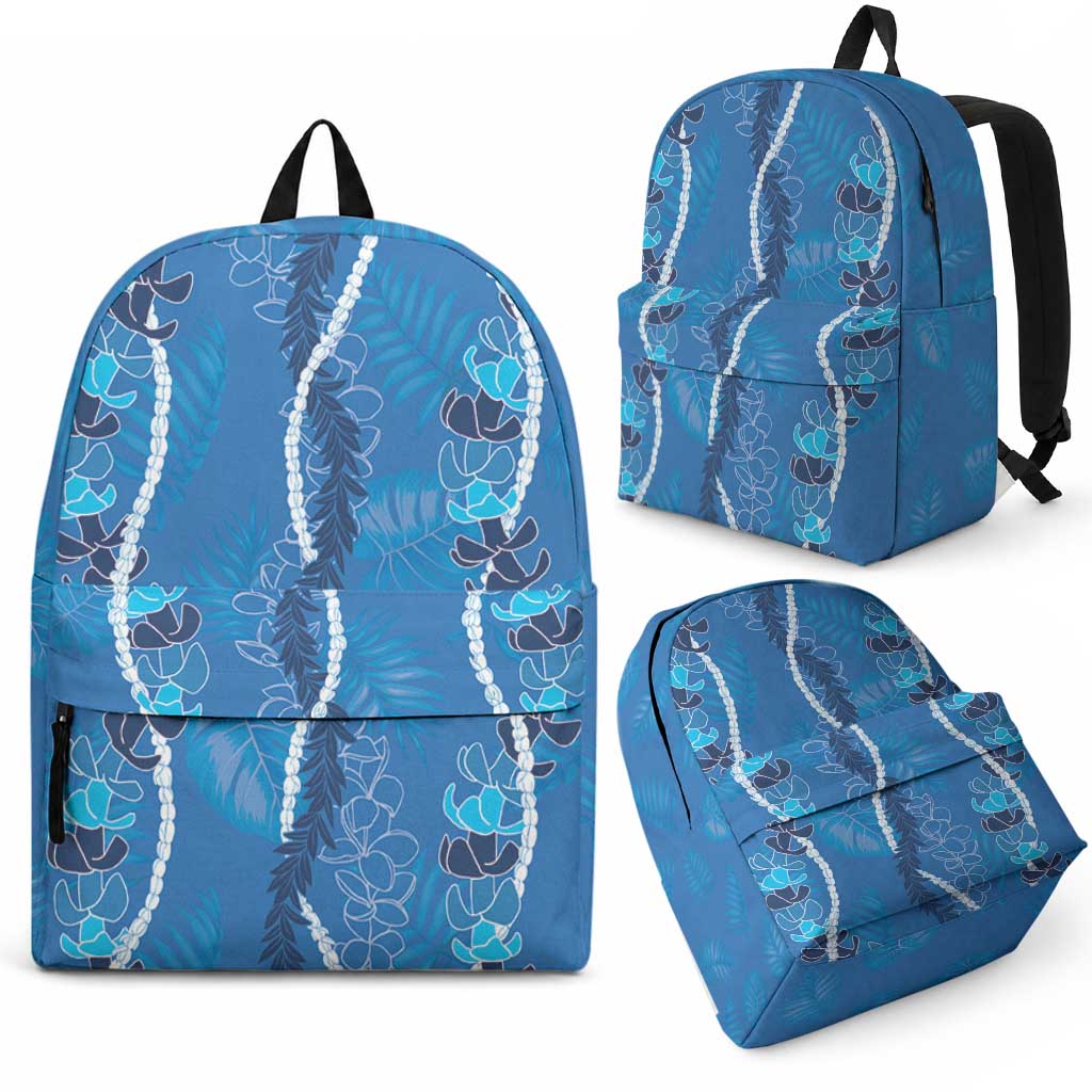 Hawaii Maile Lei Backpack With Blue Monstera Pattern LT05 - Polynesian Pride