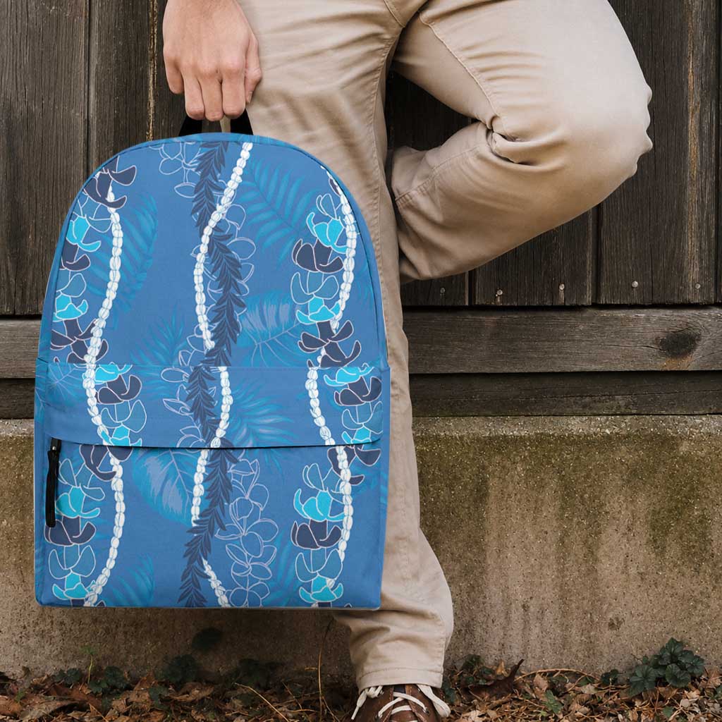 Hawaii Maile Lei Backpack With Blue Monstera Pattern LT05 - Polynesian Pride